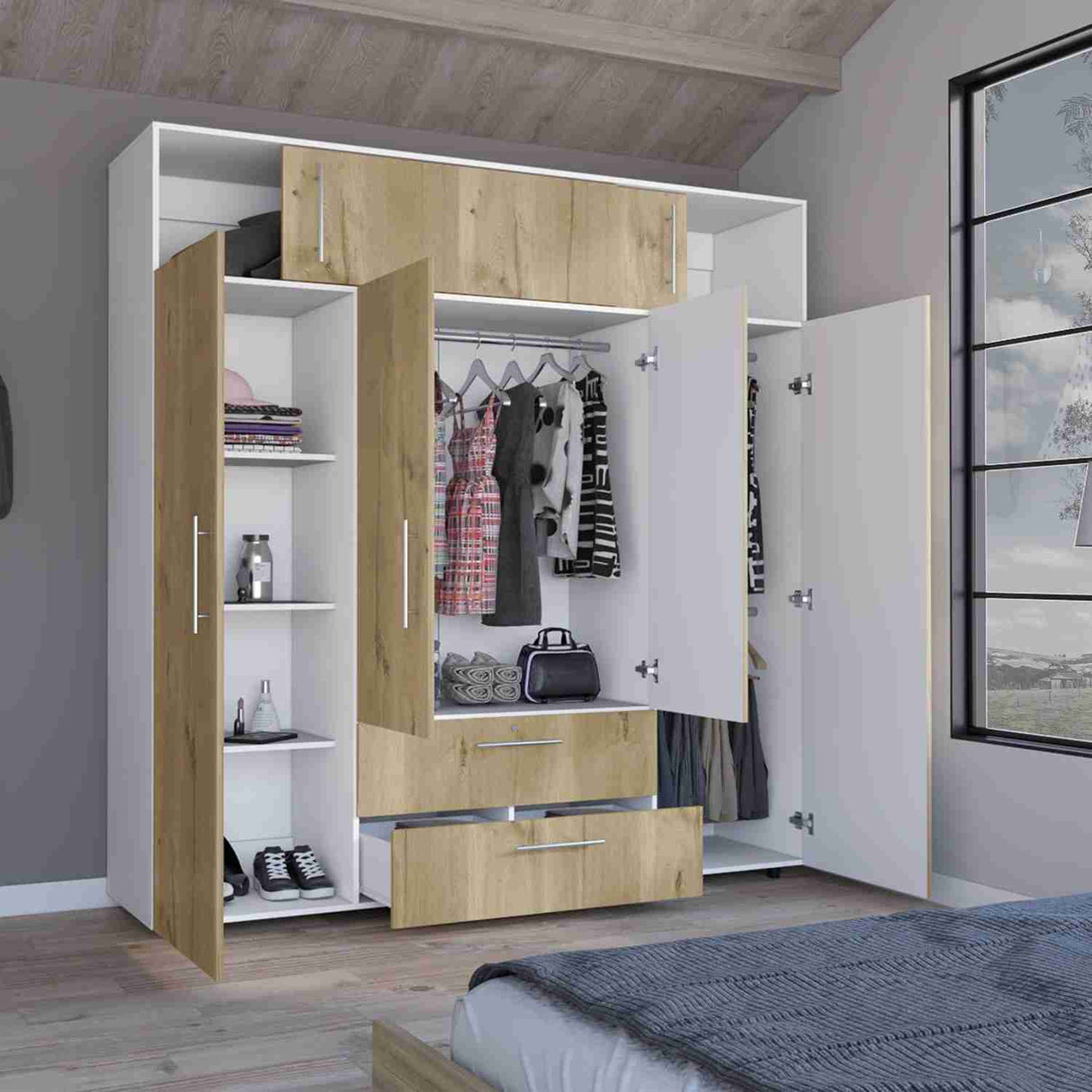 Closet Hogar Basic Duna 200 cm con Dos Cajones y Colgadero de Ropa - Closets | Bylmo