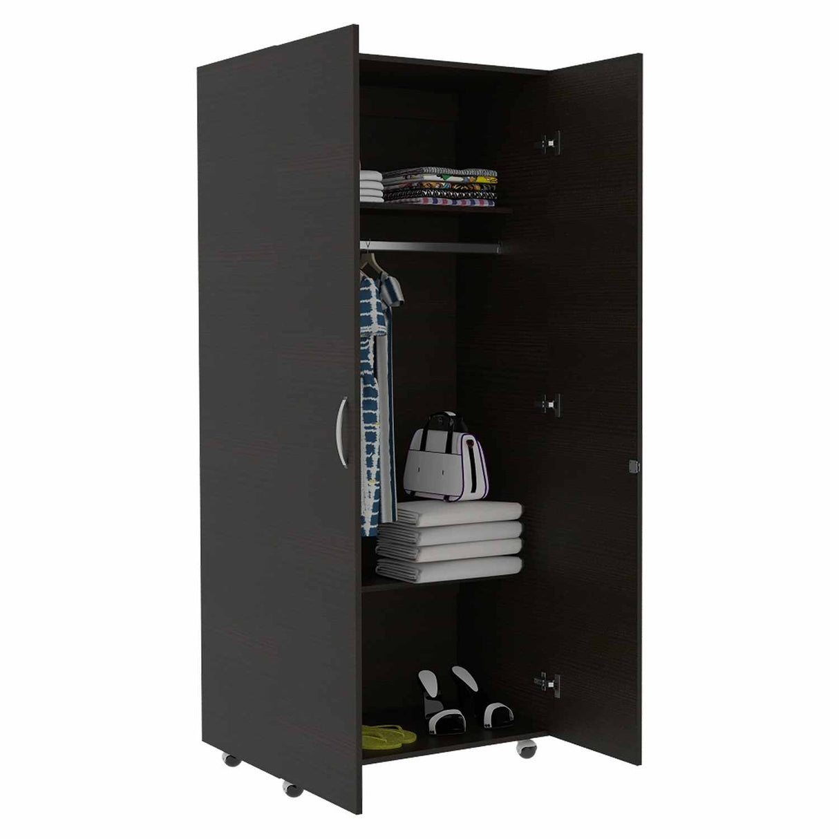 Closet Hogar Basic Wengue 80 cm Con Colgadero de Ropa y Entrepaños - Closets | Bylmo