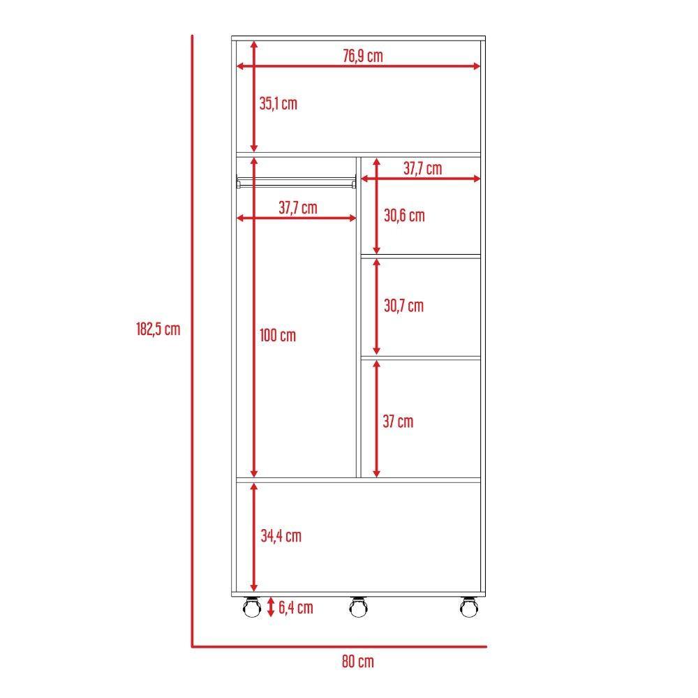 Closet Iko Rovere 80x182.5cm sin Cajones con 2 Entrepaños - Closets | Bylmo