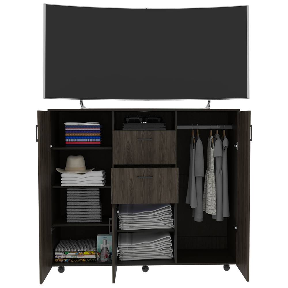 Closet Letna Coñac 140 cm con Tres Puertas y Dos Cajones - Closets | Bylmo