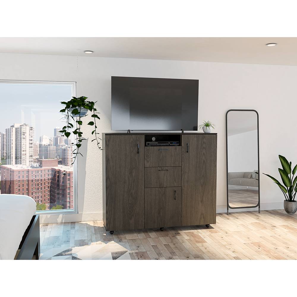 Closet Letna Coñac 140 cm con Tres Puertas y Dos Cajones - Closets | Bylmo