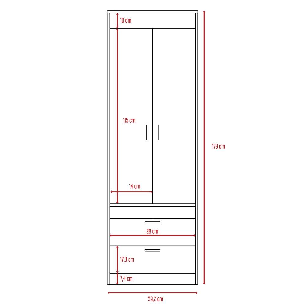 Closet Lisboa Wengue 59.2x179cm con 2 Cajones sin Entrepaños - Closets | Bylmo