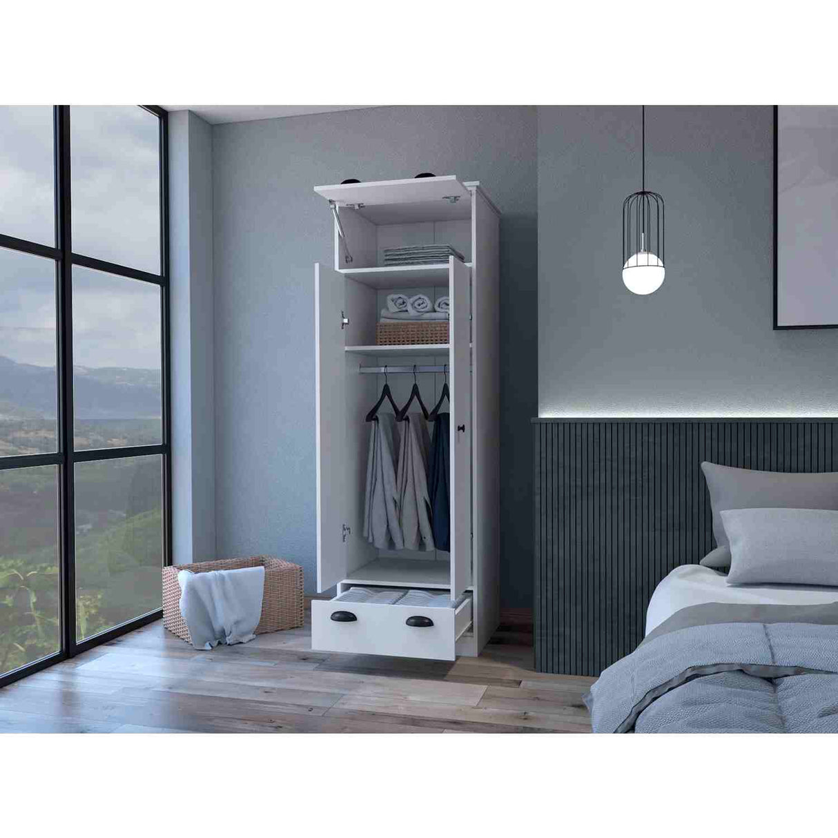 Closet Blanco 59x179cm con 2 Cajones con 1 Entrepaños - Closets | Bylmo