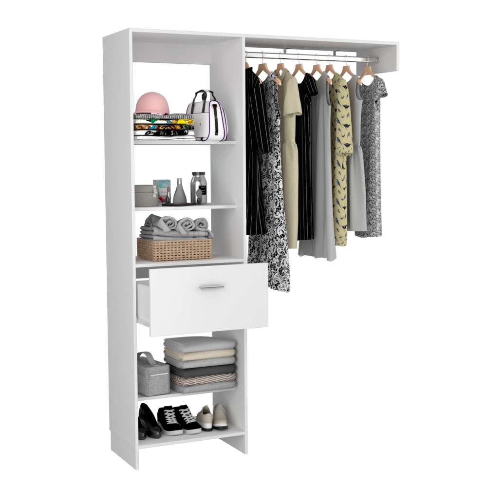 Closet Manchester Blanco 150x210cm con 1 Cajones con 3 Entrepaños - Closets | Bylmo