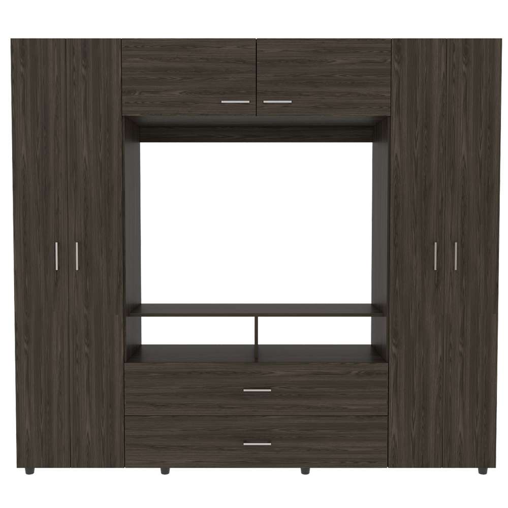 Closet Manila Coñac 198.4x179.9cm con 2 Cajones con 3 Entrepaños con Espacio para TV - Closets | Bylmo