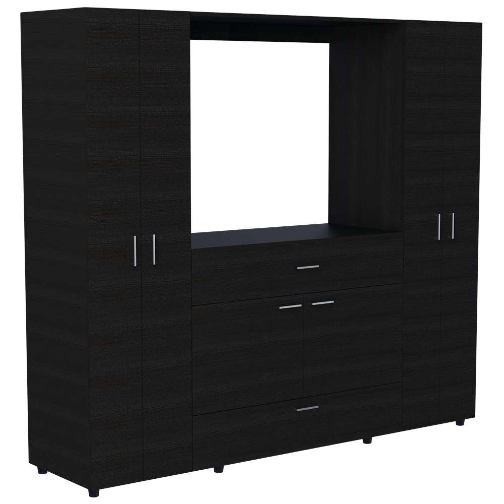 Closet Manila Wengue 198.4x179.9cm con 2 Cajones con 5 Entrepaños con Espacio para TV - Closets | Bylmo