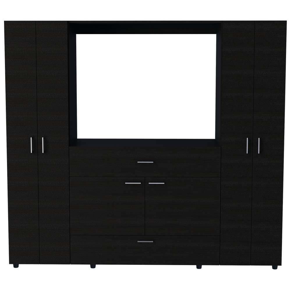 Closet Manila Wengue 198.4x179.9cm con 2 Cajones con 5 Entrepaños con Espacio para TV - Closets | Bylmo
