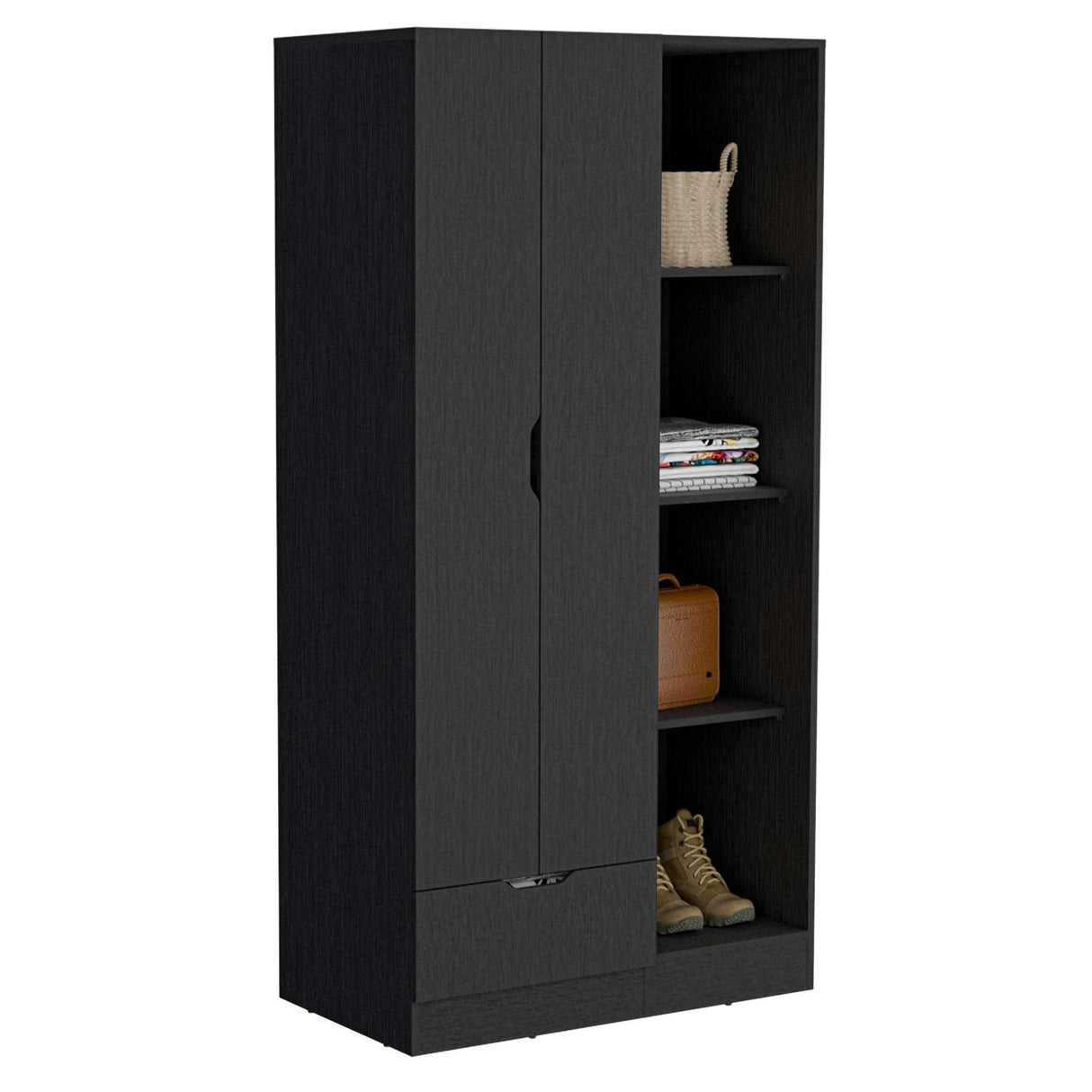 Closet Memphis Wengue 90x181cm con 1 Cajones con 3 Entrepaños - Closets | Bylmo