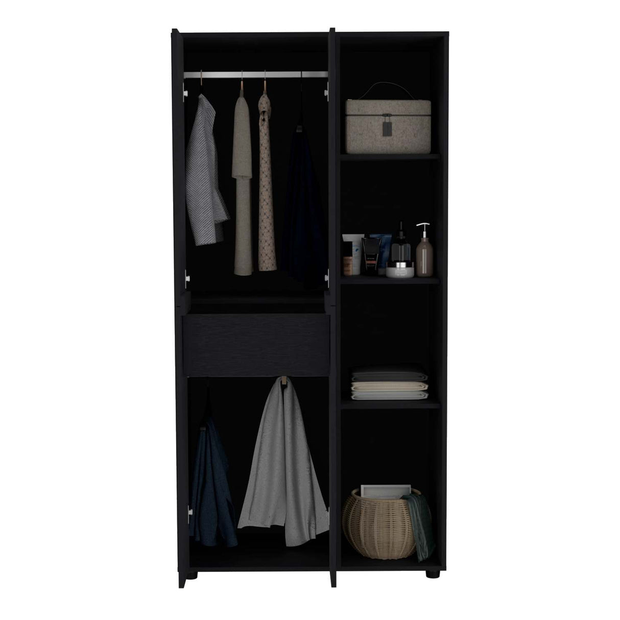 Closet Misuri Wengue 182 cm Con Colgadero de Ropa y Un Cajón - Closets | Bylmo