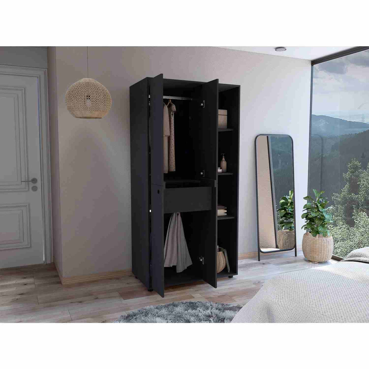 Closet Misuri Wengue 182 cm Con Colgadero de Ropa y Un Cajón - Closets | Bylmo