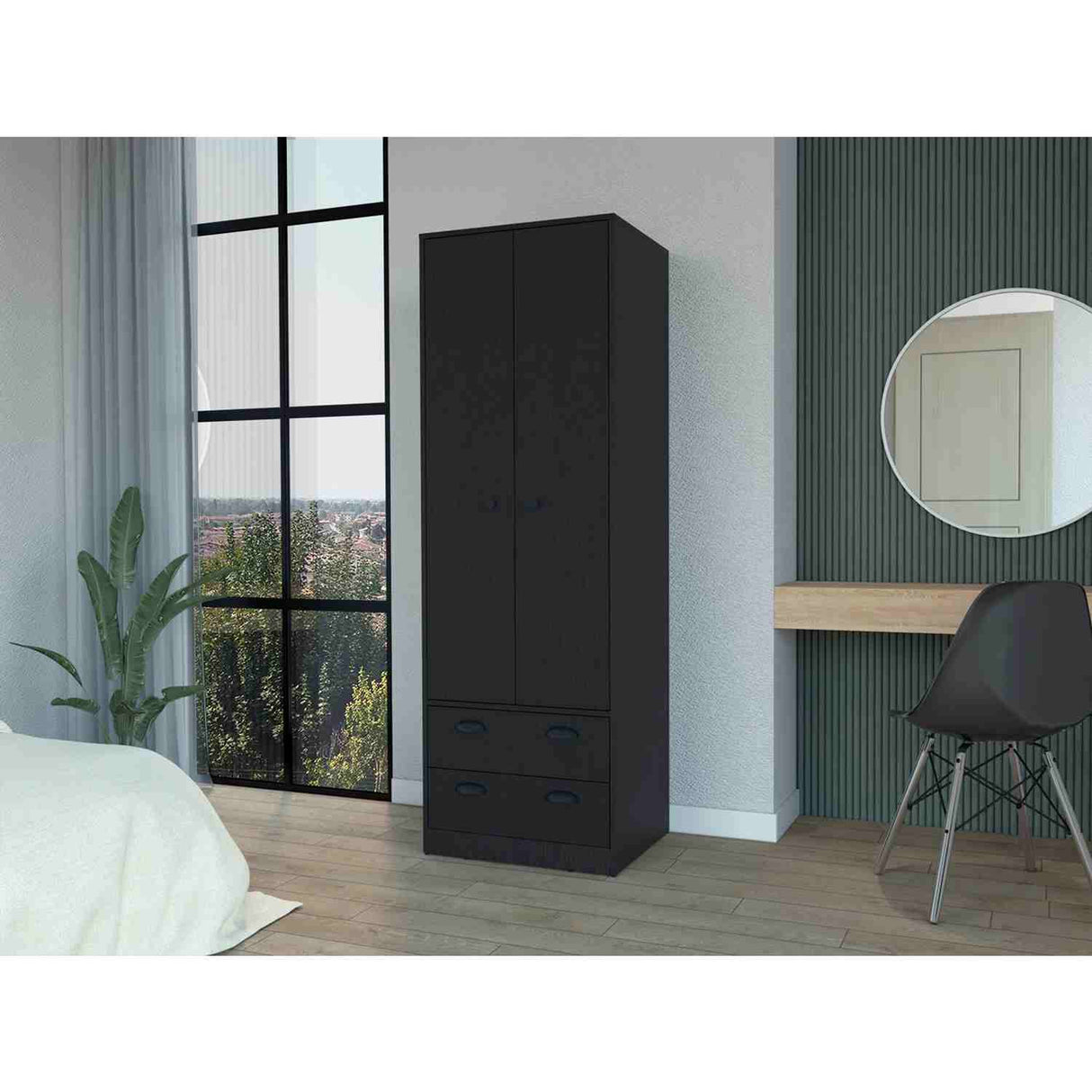 Closet Wengue 59x179cm con 2 Cajones sin Entrepaños y Dos puertas - Closets | Bylmo