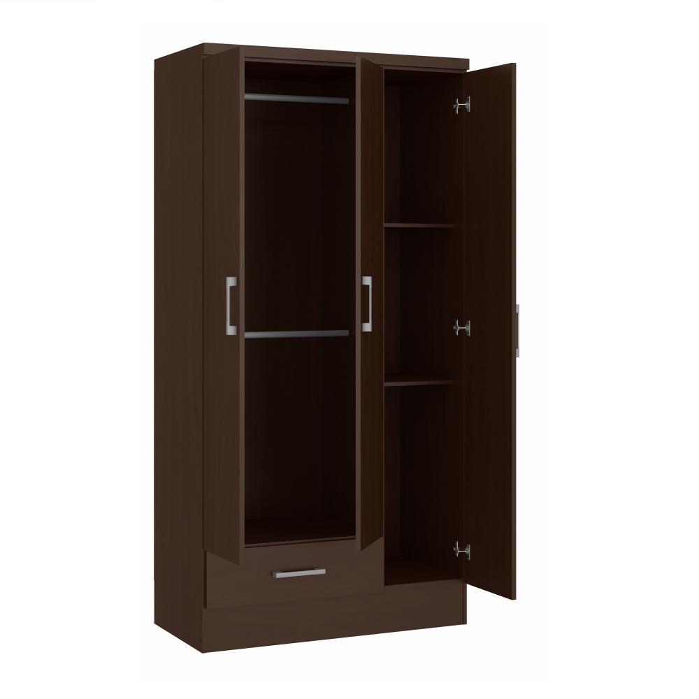 Closet Adana Chocolate 90 cm con Tres Puertas y Un Cajón - Closets | Bylmo