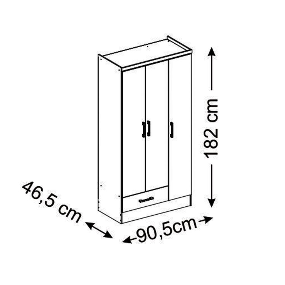 Closet Adana Chocolate 90 cm con Tres Puertas y Un Cajón - Closets | Bylmo