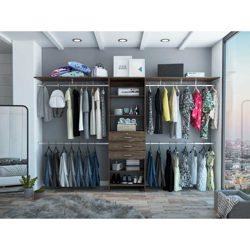 Closet Plego Coñac 300x187.7cm con 3 Cajones con 4 Entrepaños - Closets | Bylmo