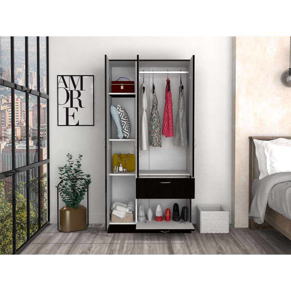 Closet Primavera Wengue 81.9x170.8cm con 2 Cajones con 3 Entrepaños - Closets | Bylmo