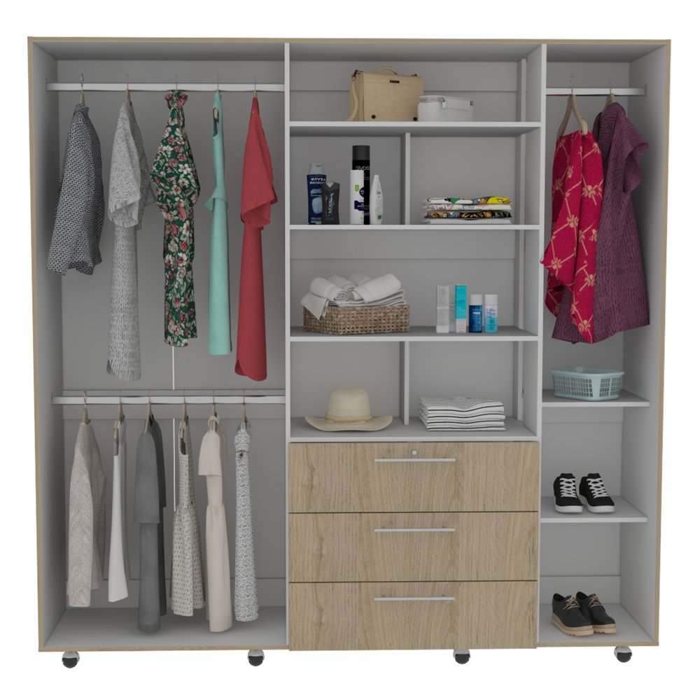 Closet Serrat Rovere 200 cm con Cinco Puertas y Tres Cajones - Closets | Bylmo