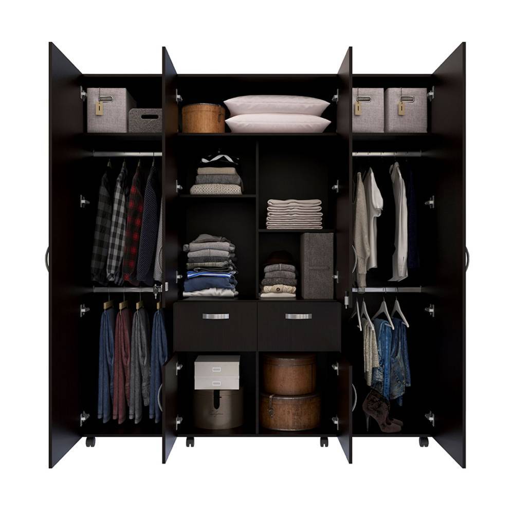 Closet Sevilla Wengue 190.1x200.3cm con 2 Cajones con 2 Entrepaños - Closets | Bylmo