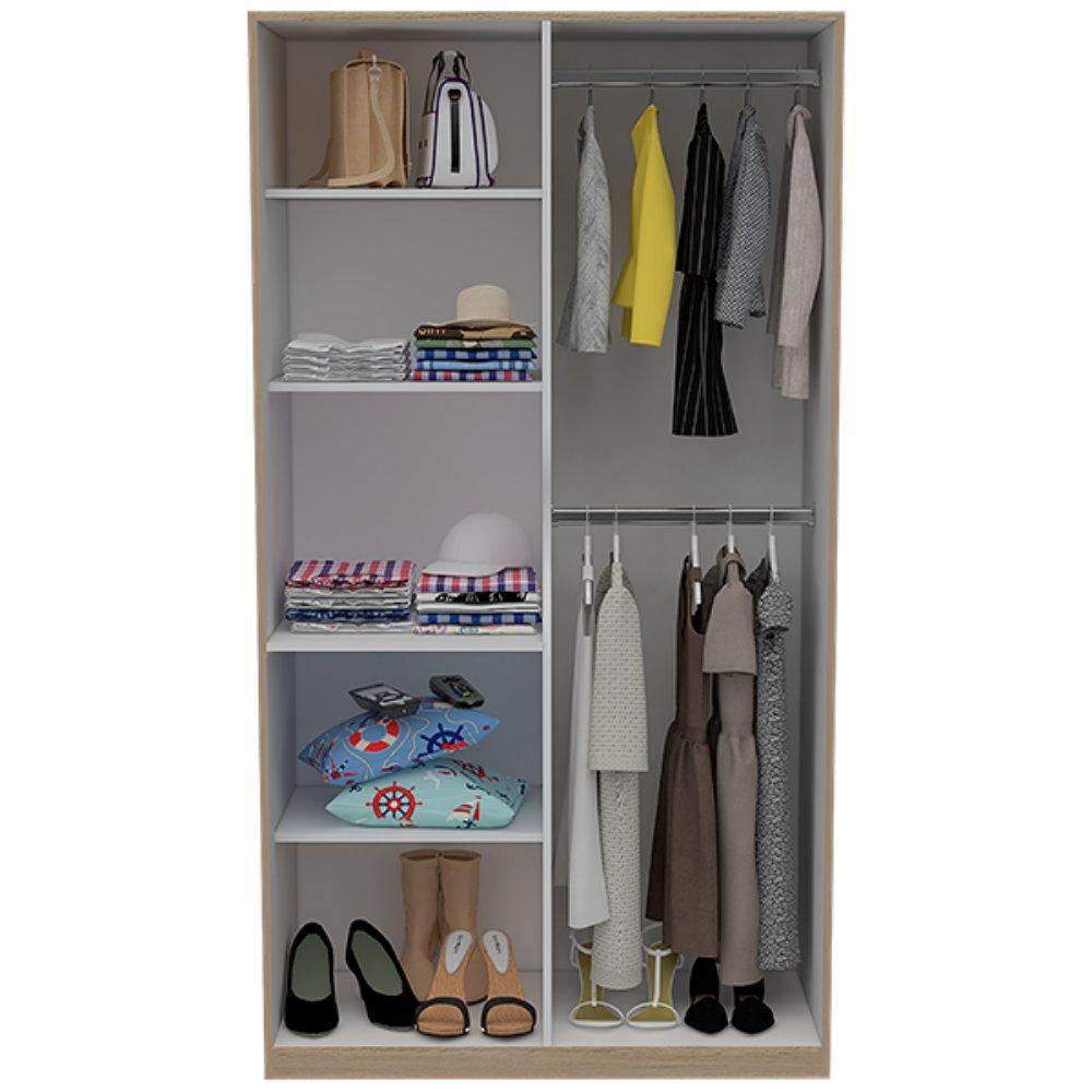 Closet Rovere y Blanco 100x185cm sin Cajones con 4 Entrepaños - Closets | Bylmo