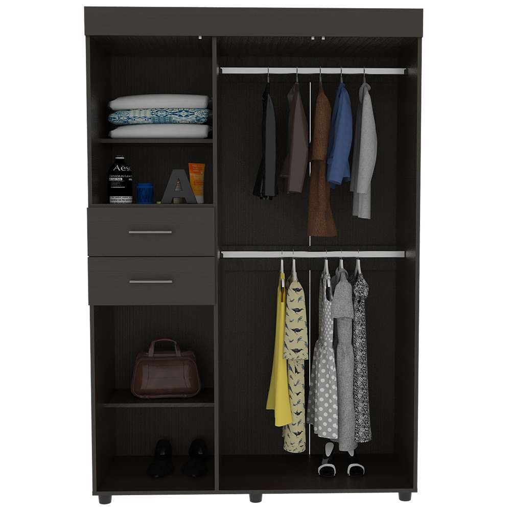 Closet Valencia Wengue 120 cm con Cuatro Puertas y Dos Cajones - Closets | Bylmo