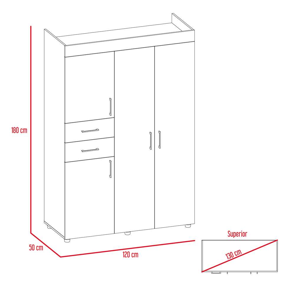 Closet Valencia Wengue 120 cm con Cuatro Puertas y Dos Cajones - Closets | Bylmo