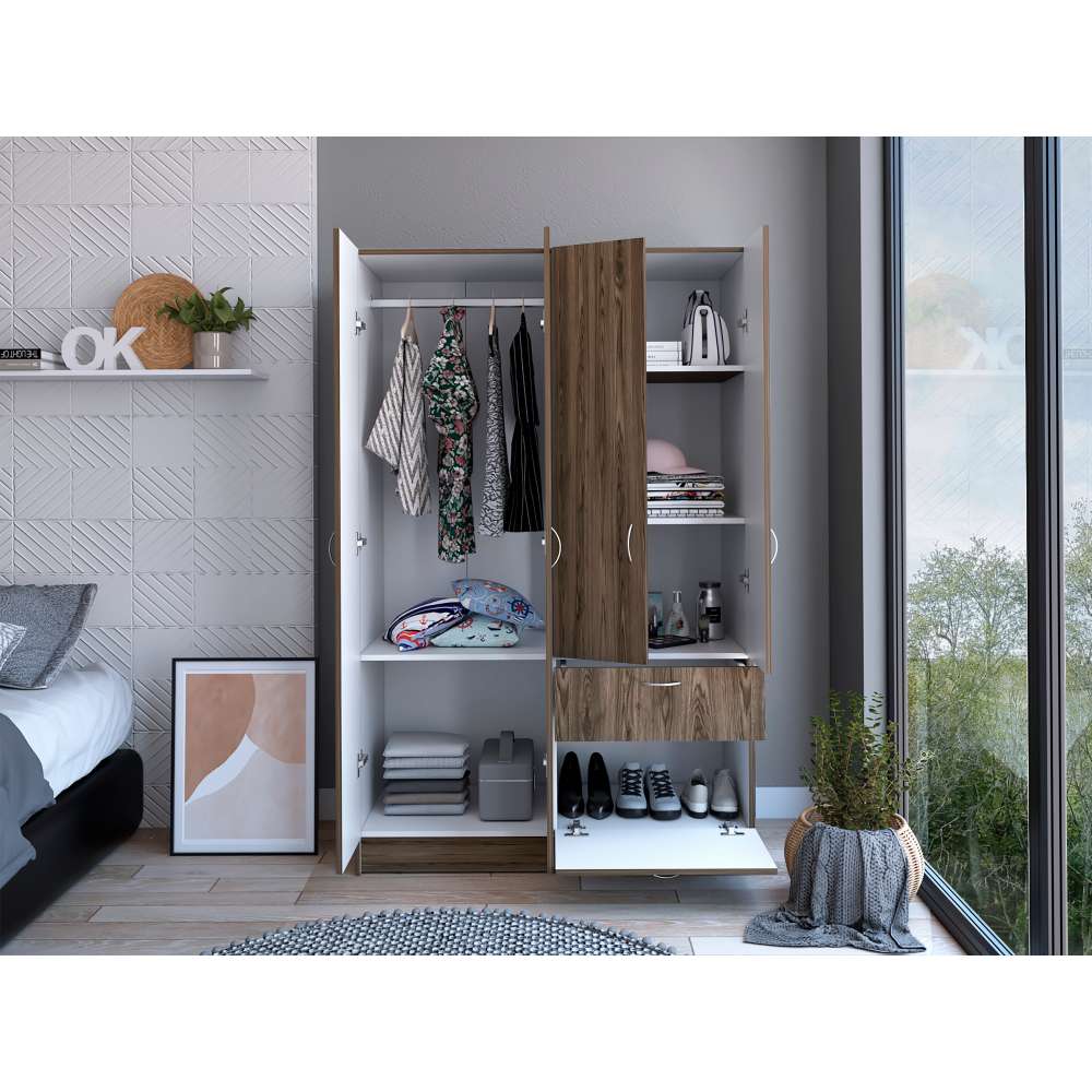 Closet Vaupés Coñac 108 cm con Cinco Puertas y Un Cajón - Closets | Bylmo