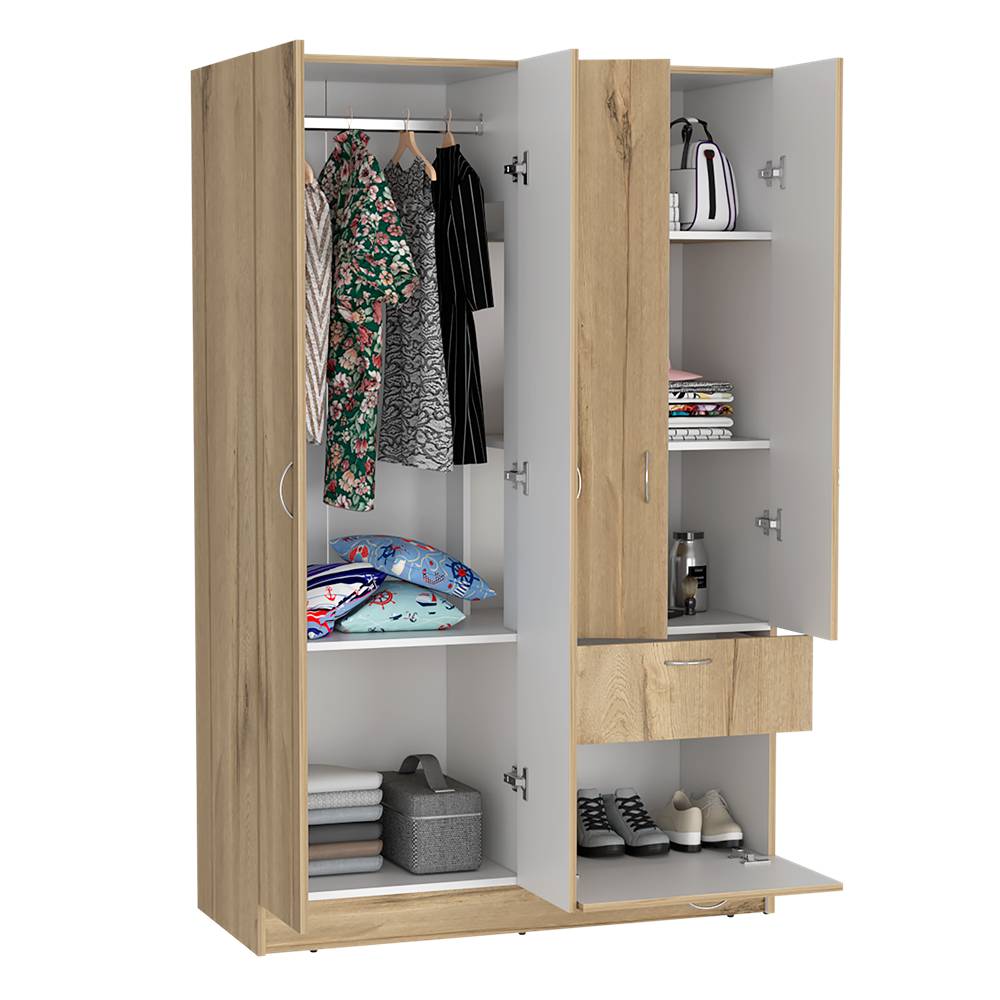 Closet Vaupés Duna y Blanco 108 cm con Cinco Puertas y Un Cajón - Closets | Bylmo
