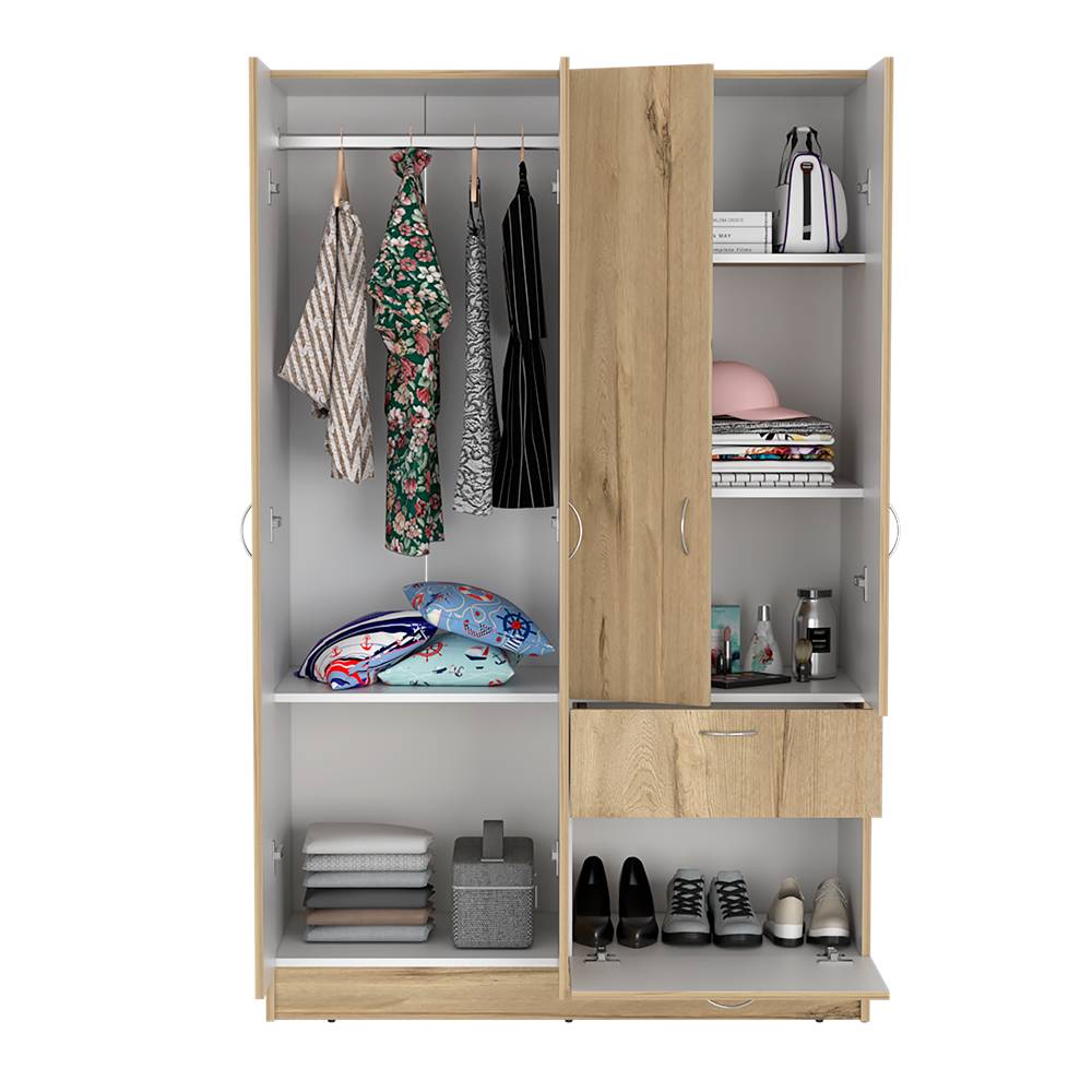 Closet Vaupés Duna y Blanco 108 cm con Cinco Puertas y Un Cajón - Closets | Bylmo