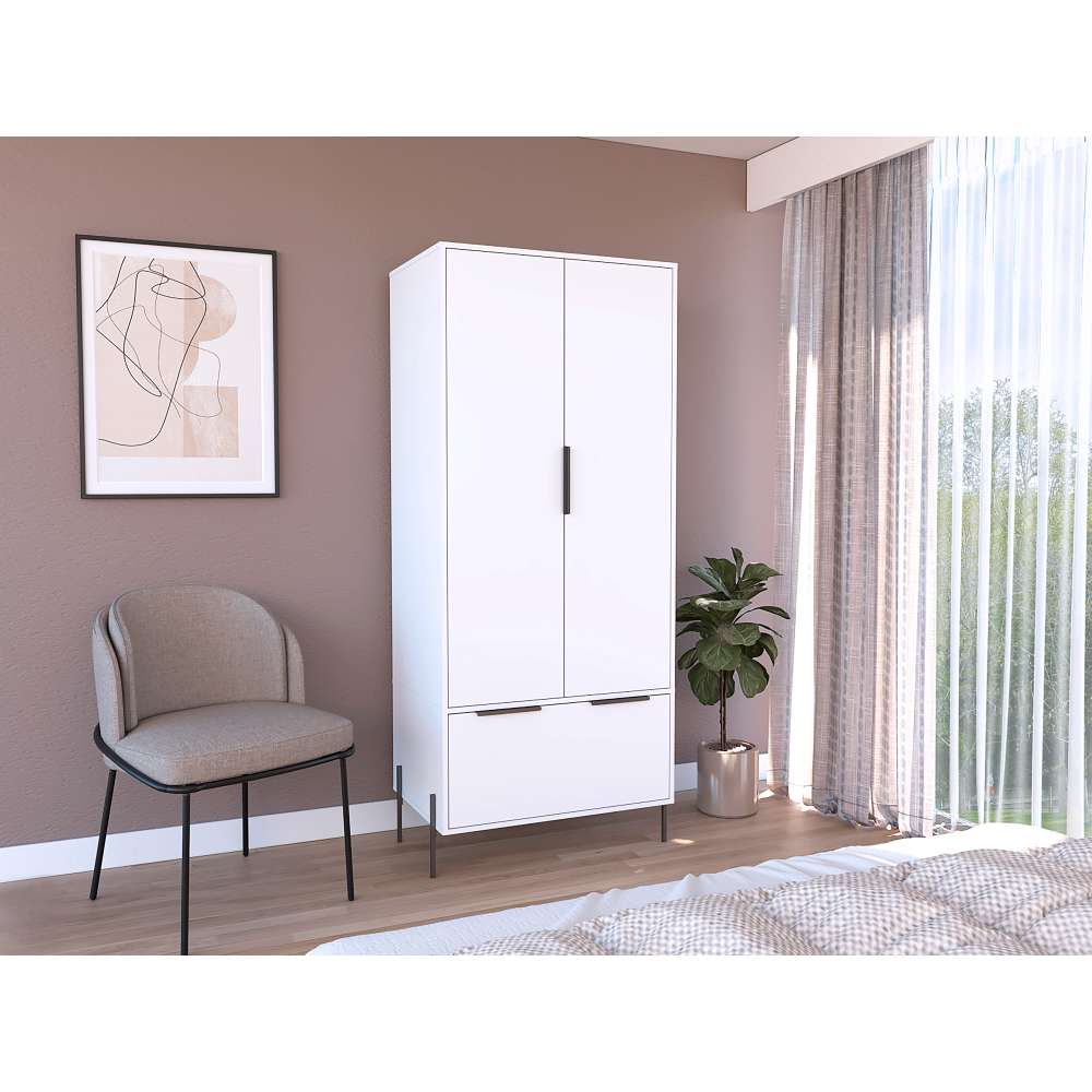 Closet White Blanco 79 cm con Dos Puertas y Un Cajón - Closets | Bylmo