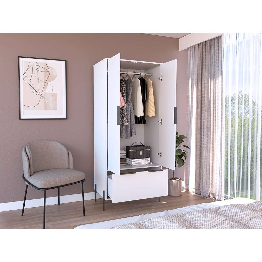 Closet White Blanco 79 cm con Dos Puertas y Un Cajón - Closets | Bylmo