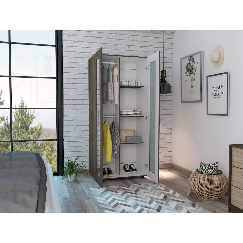 Closet Imperial Coñac 80 cm con Espejos y Dos Puertas - Closets | Bylmo