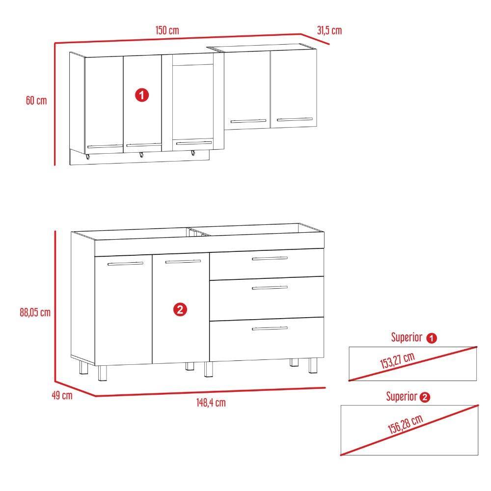 Cocina Karavan Siena y Blanco 150 cm - Cocinas | Bylmo