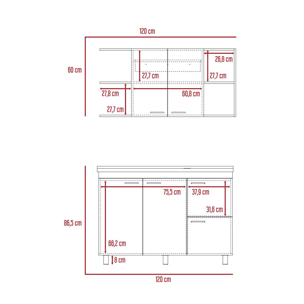 Cocina Elica Macadamia 120 cm Izquierda con Mesón - Cocinas | Bylmo