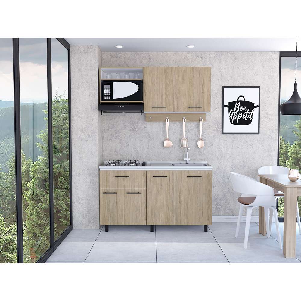 Cocina Alani Rovere 150 cm Derecha con Mesón - Cocinas | Bylmo