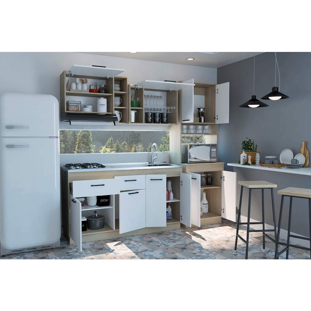 Cocina Belmira Blanco y Rovere 150 cm - Cocinas | Bylmo