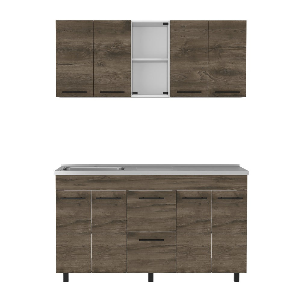 Cocina Boston Bellota y Blanco 150 cm Izquierda con Mesón - Cocinas | Bylmo