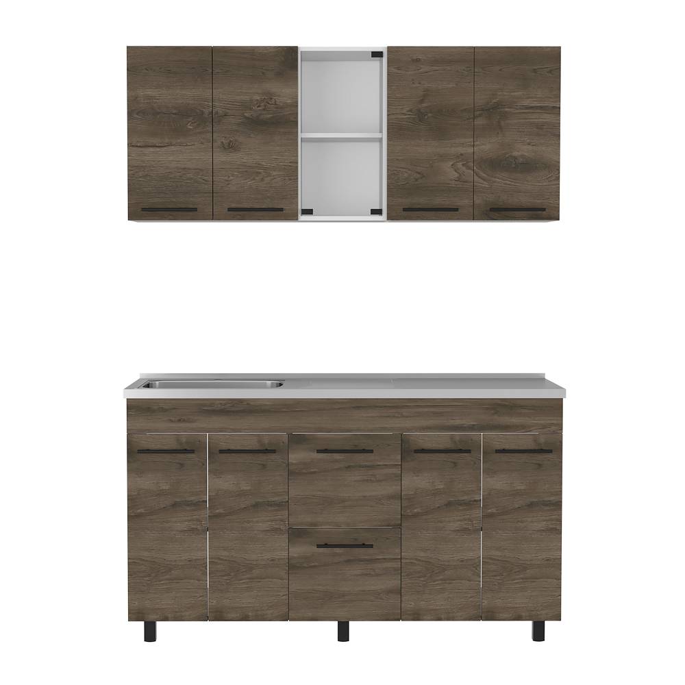 Cocina Boston Plus Bellota y Blanco 150 cm Izquierda con Mesón - Cocinas | Bylmo