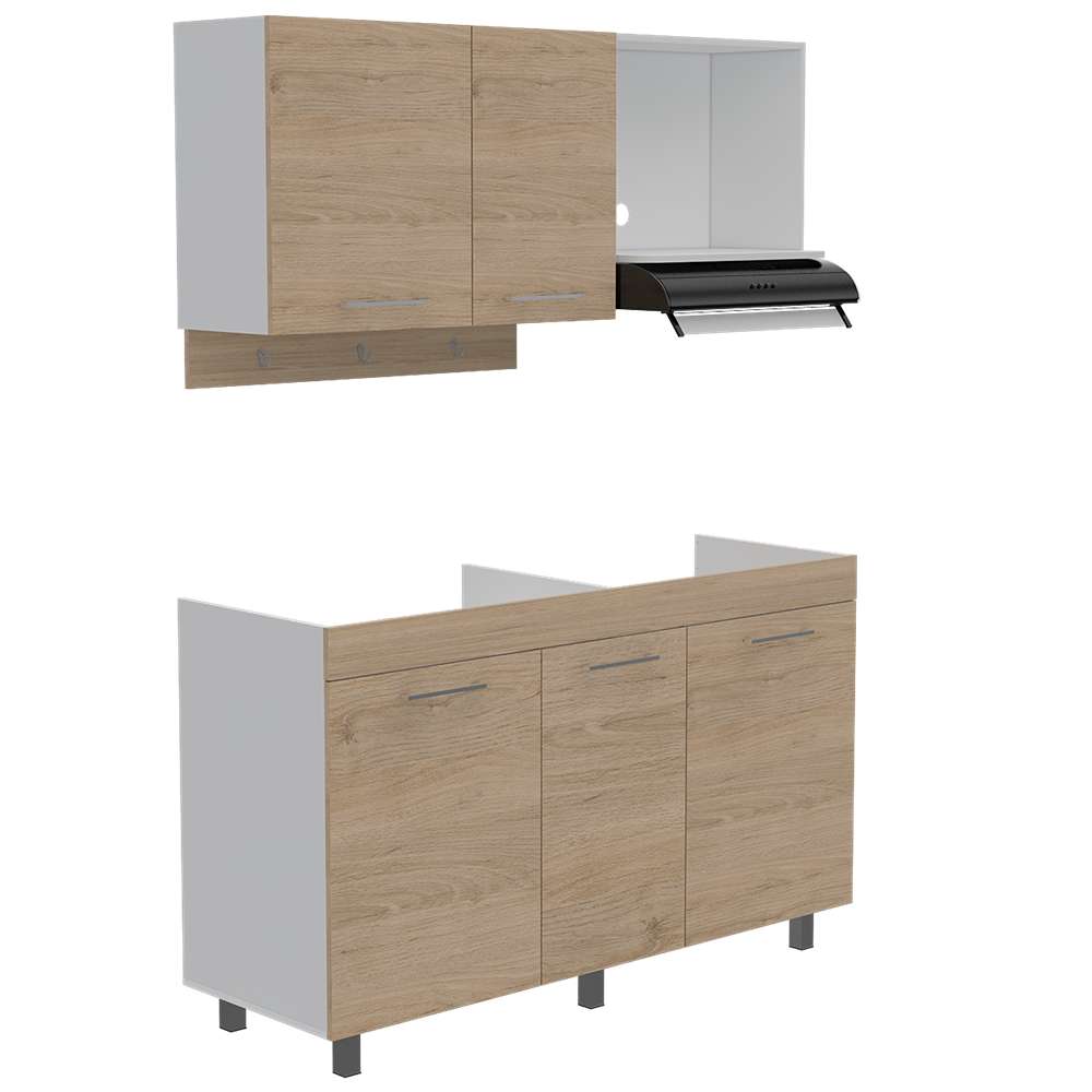 Cocina Miro Rovere y Blanco 150x90cm sin Mesón y sin Estufa - Cocinas | Bylmo