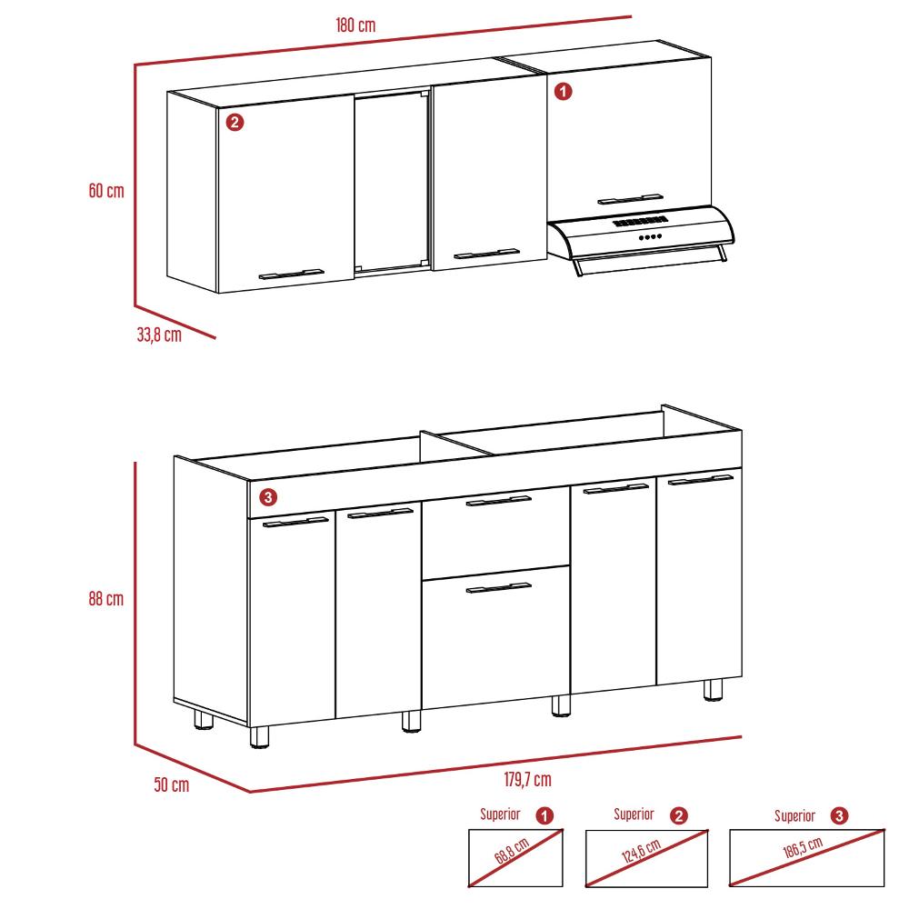 Cocina Galet Duna 180 cm Izquierda con Mesón - Cocinas | Bylmo