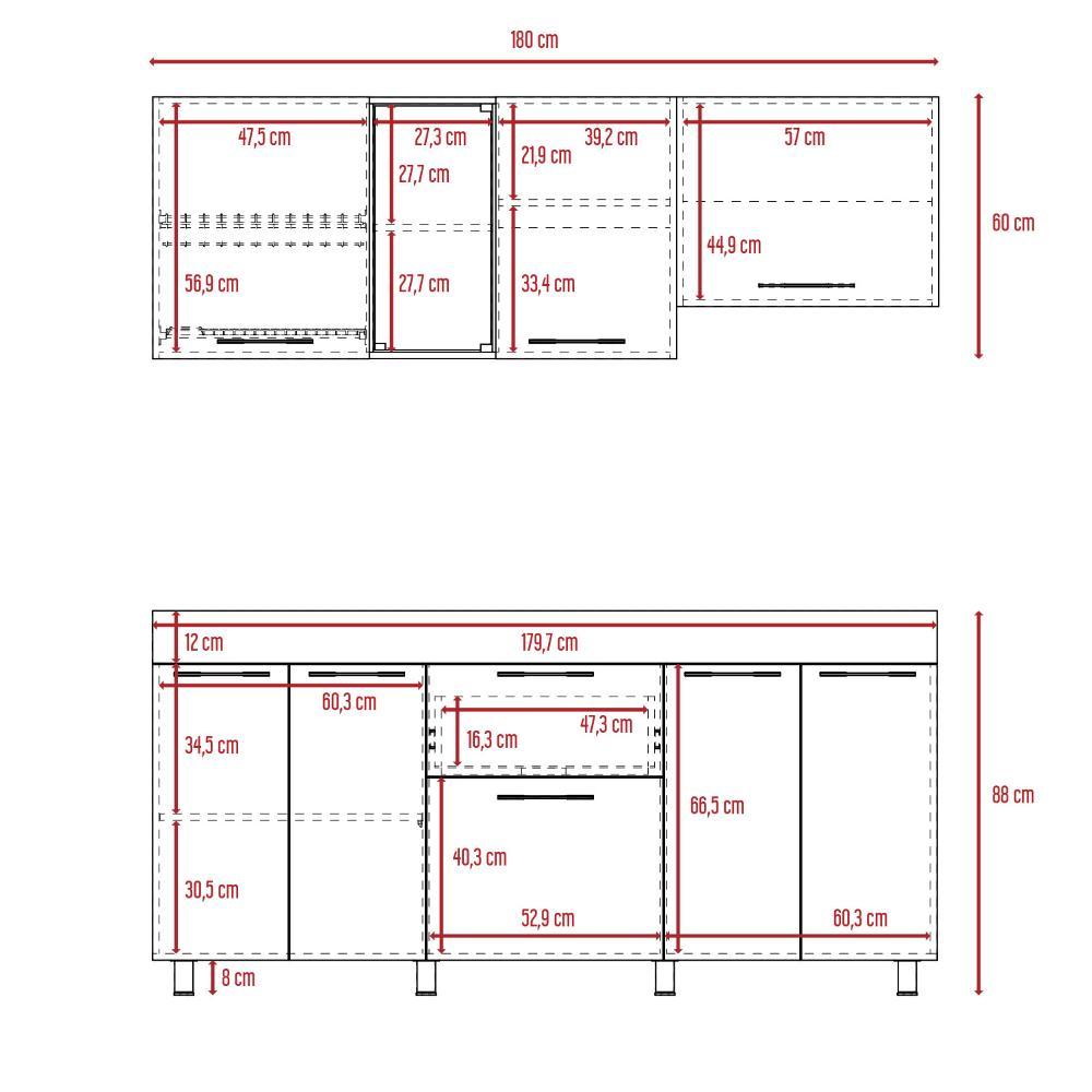 Cocina Galet Duna 180 cm Izquierda con Mesón - Cocinas | Bylmo