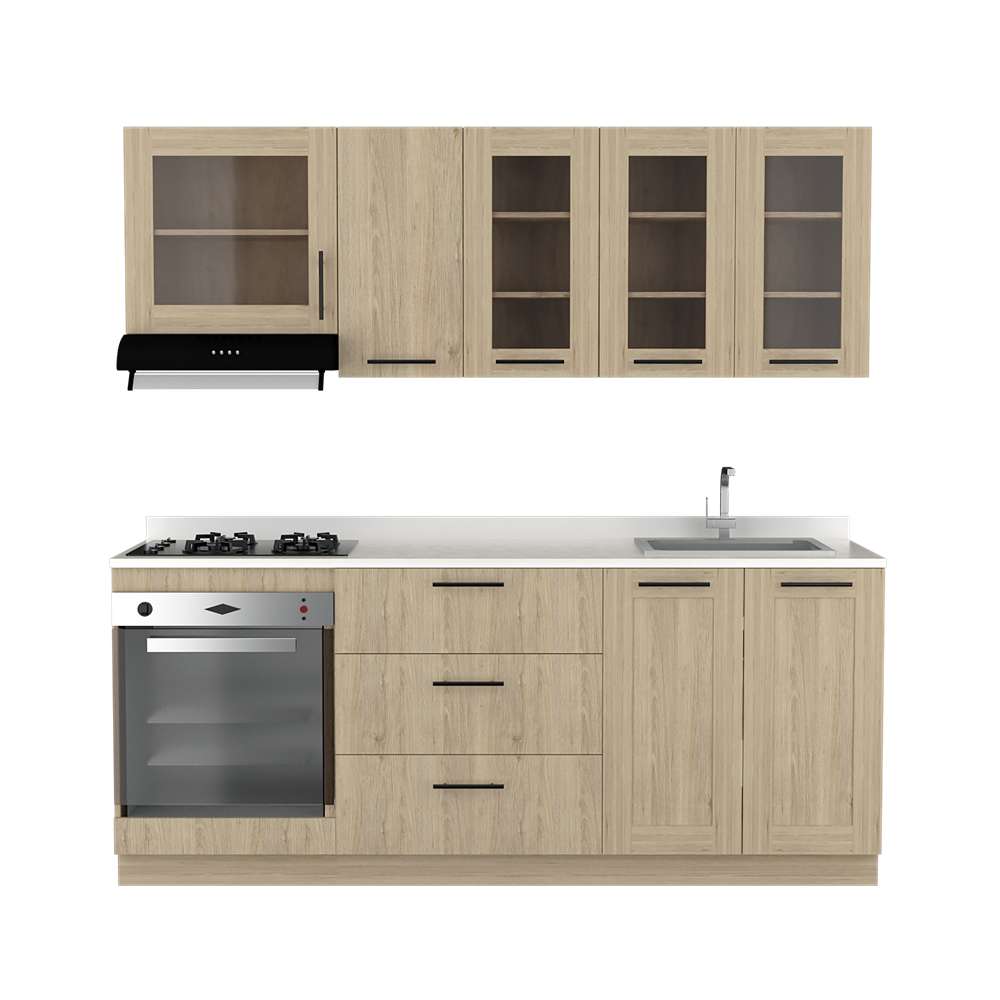 Cocina Solna Rovere 210 cm con Mesón, Campana y Horno - Cocinas | Bylmo