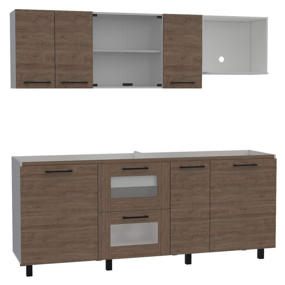 Cocina Abril Blanco y Miel 212x88cm sin Mesón y sin Estufa - Cocinas | Bylmo