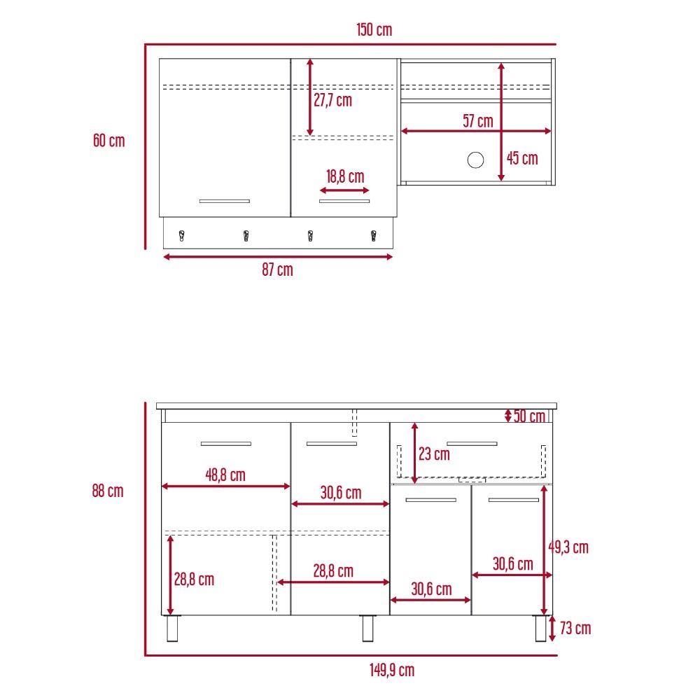 Cocina Alani Rovere 150 cm sin Mesón - Cocinas | Bylmo