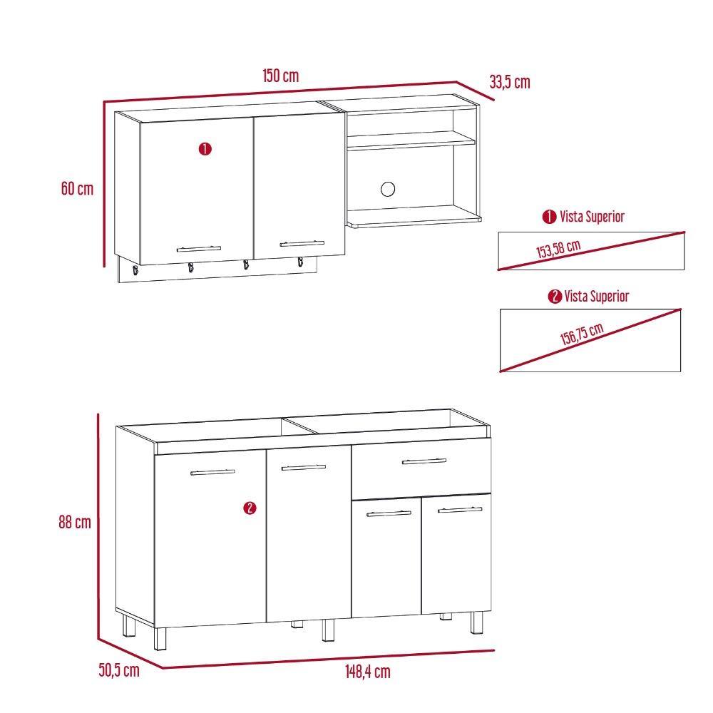Cocina Alani Rovere 150 cm sin Mesón - Cocinas | Bylmo