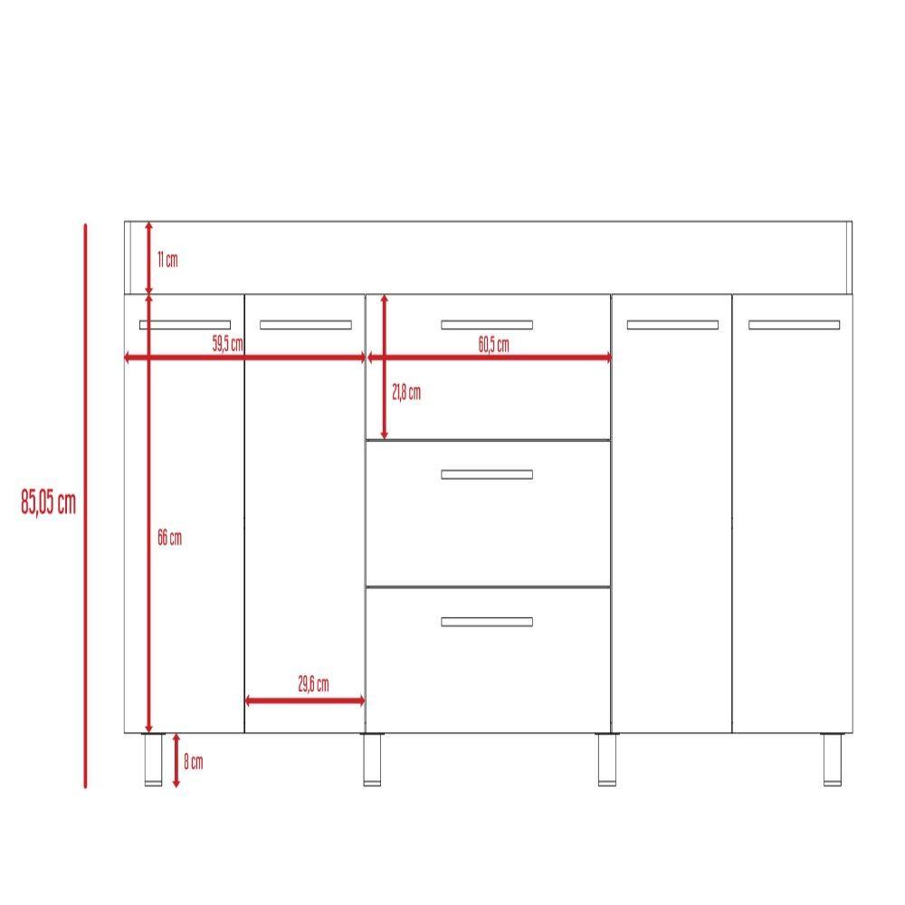 Mueble Inferior Bari Miel y Blanco 180 cm - Cocinas | Bylmo