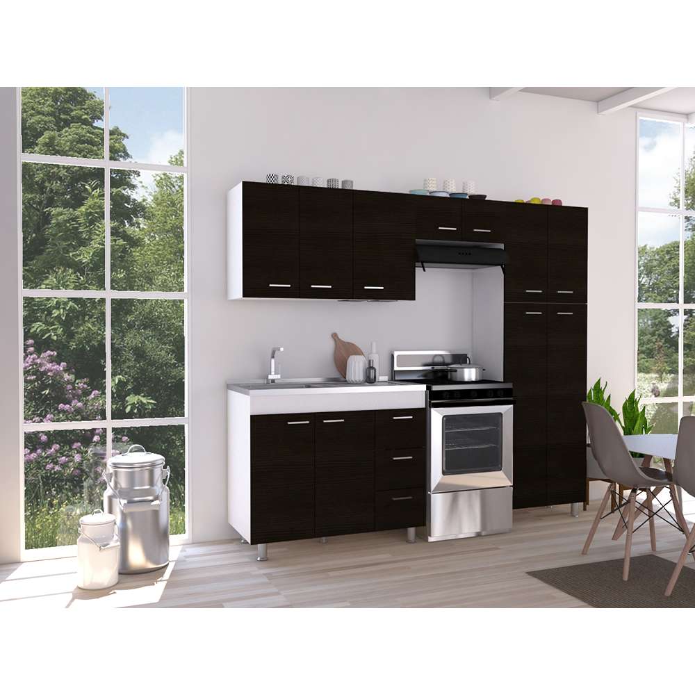 Cocina Ferreti Wengue 220 cm Izquierda con Mesón - Cocinas | Bylmo