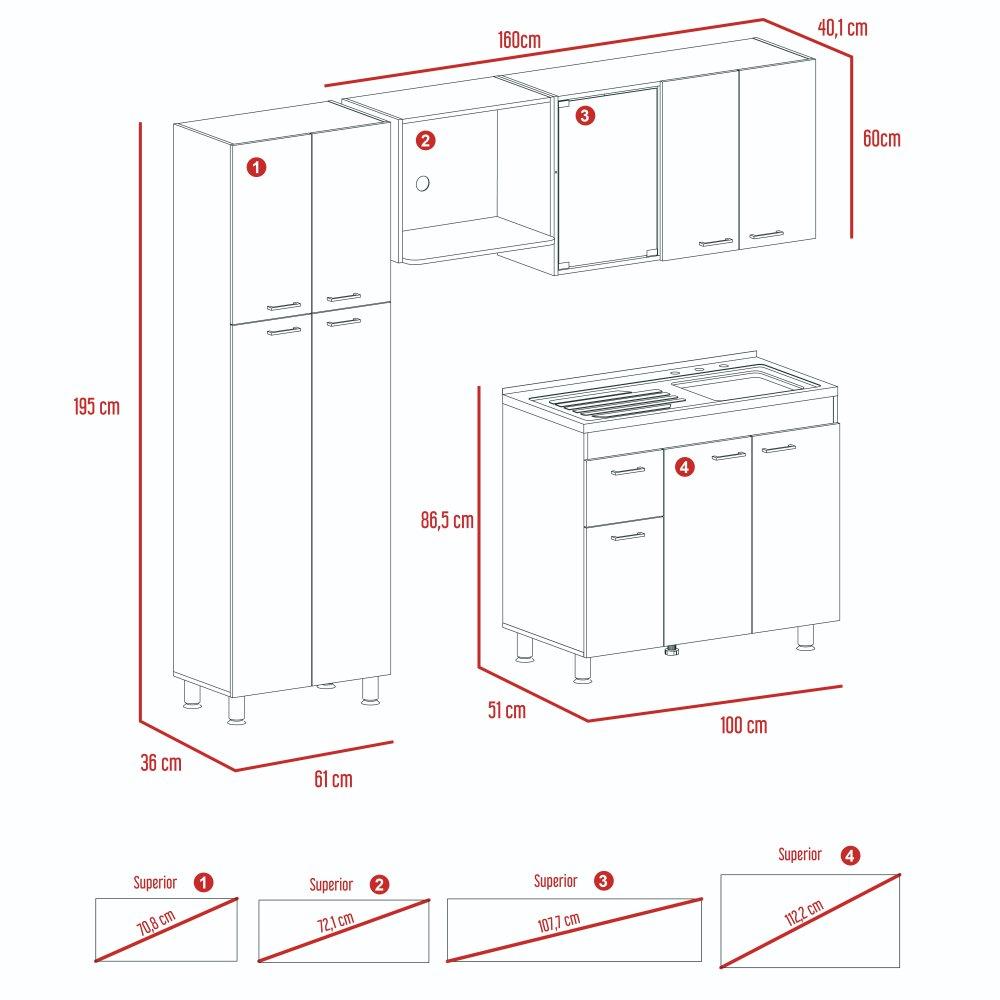 Cocina Ferret Blanco y Rovere 100x86.5cm con Meson de Acero Inoxidable y con Pozuelo para lado Derecha - Cocinas | Bylmo