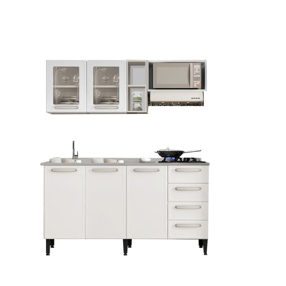 Cocina Integral San Andres Blanco 160 cm Izquierda con Mesón - Cocinas | Bylmo