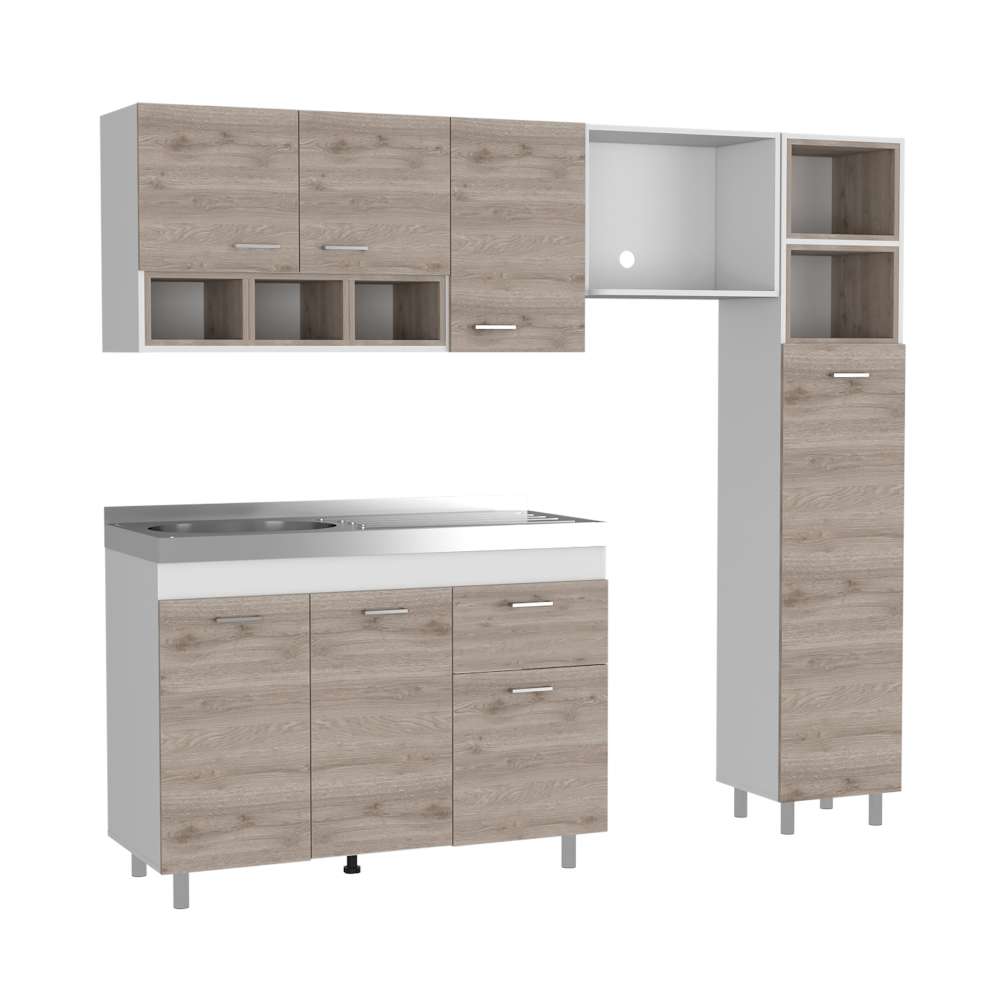 Cocina Lisz Ceniza 220 cm Izquierda con Mesón - Cocinas | Bylmo