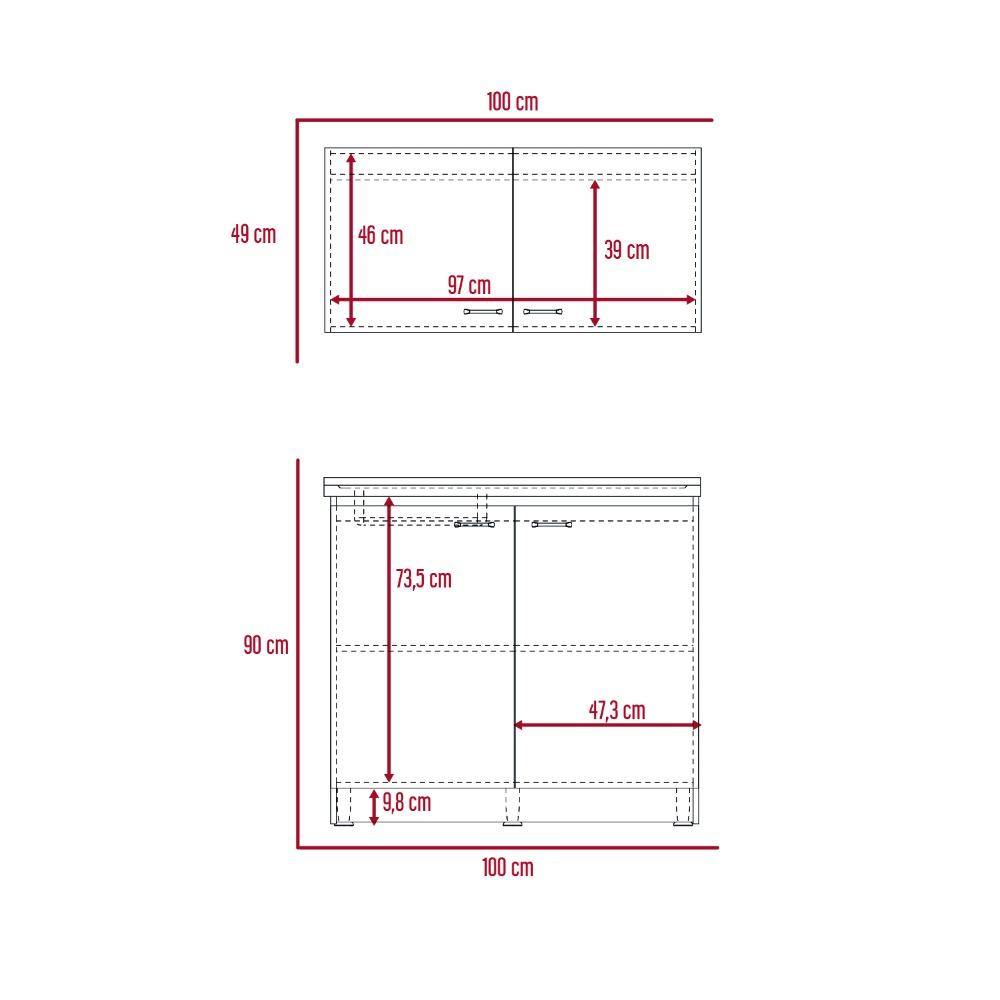 Cocina Nápoles Roble Gris 100 cm Derecha con Mesón - Cocinas | Bylmo