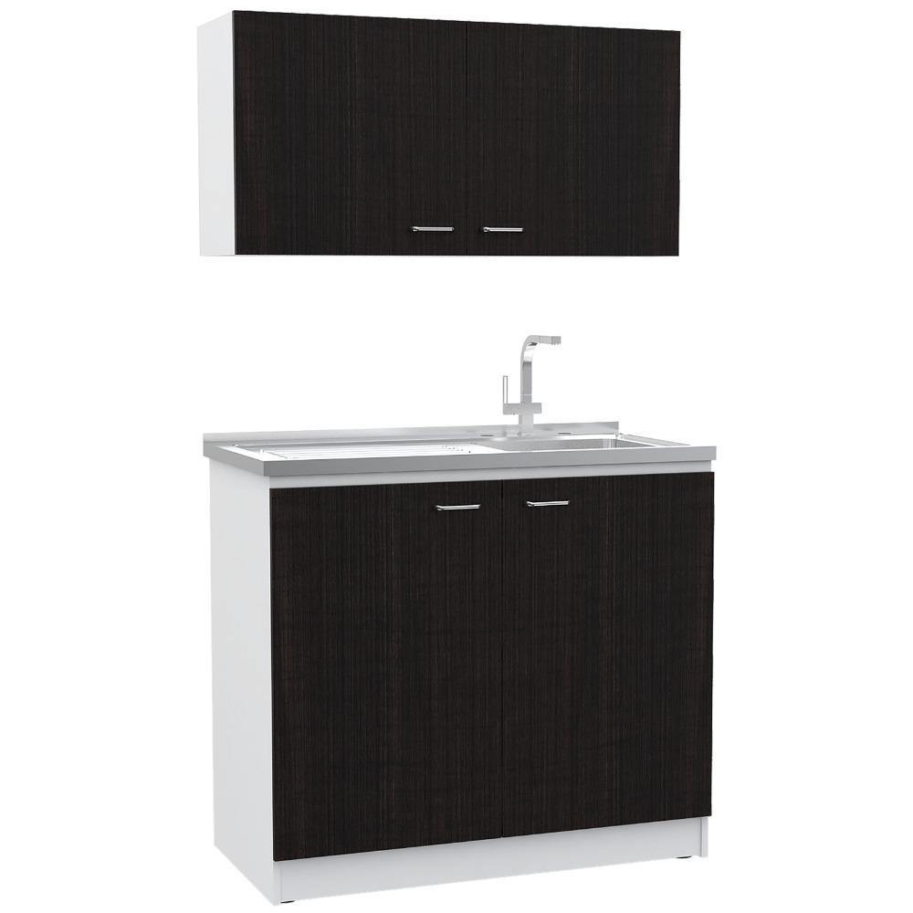 Cocina Nápoles Roble Gris 100 cm Derecha con Mesón - Cocinas | Bylmo